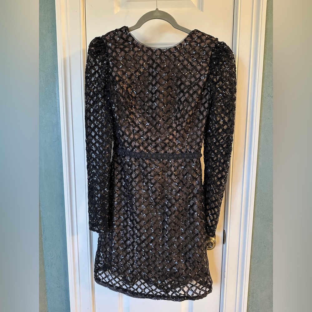 Dress the Population Women’s Collins Dress Black/Nude Sequin Sz XS